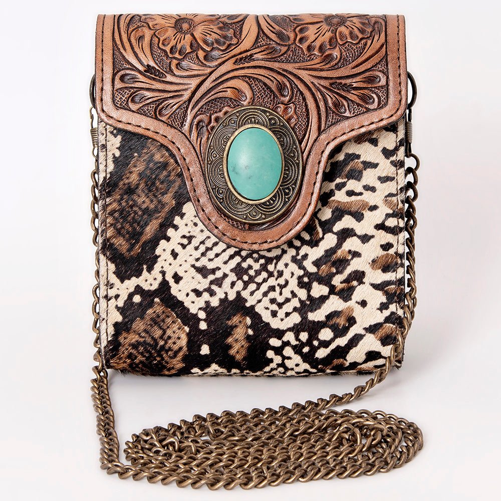 American Darling Hand Tooled Hair On Genuine Leather Women Bag Western Handbag Purse