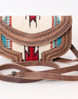 Compact Genuine Leather Western Clutch With Crossbody Strap And Multiple Interior Pockets