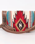 Compact Genuine Leather Western Clutch With Crossbody Strap And Multiple Interior Pockets