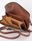 American Darling ADBG1097 Wallet Hand Tooled Saddle Blanket Genuine Leather women bag western handbag purse