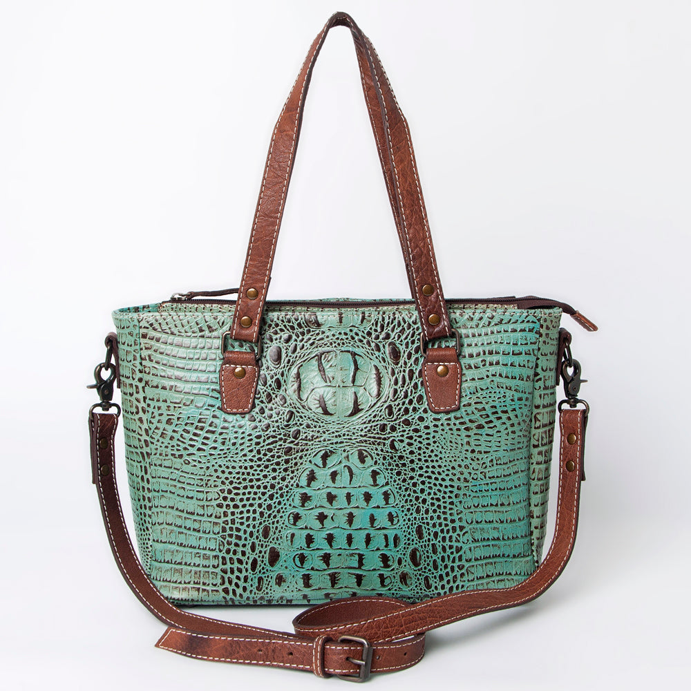 Handcrafted Crocodile Embossed Genuine Leather Women Western Tote Bag With Classic Style