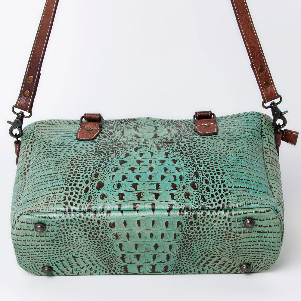 Handcrafted Crocodile Embossed Genuine Leather Women Western Tote Bag With Classic Style