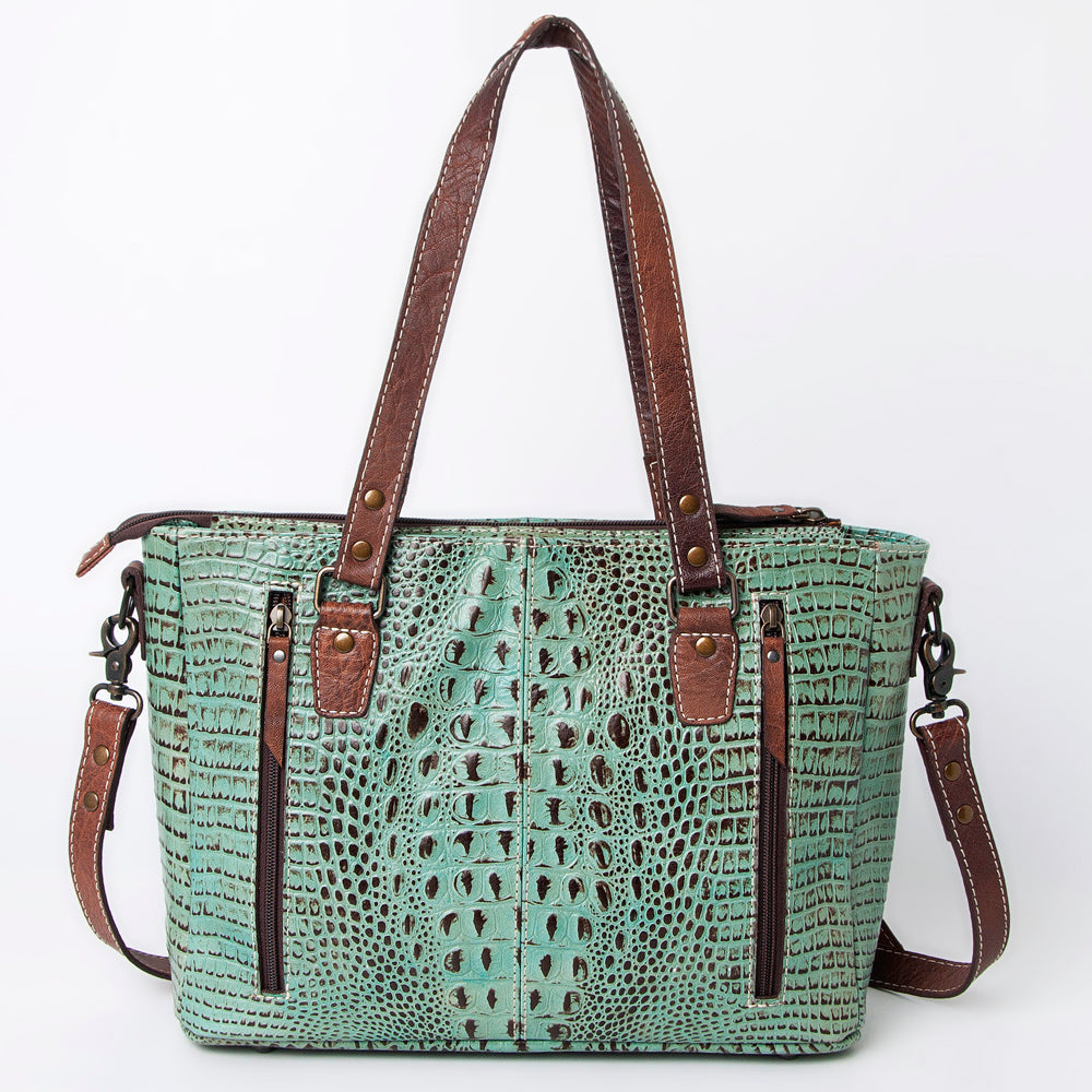 Handcrafted Crocodile Embossed Genuine Leather Women Western Tote Bag With Classic Style