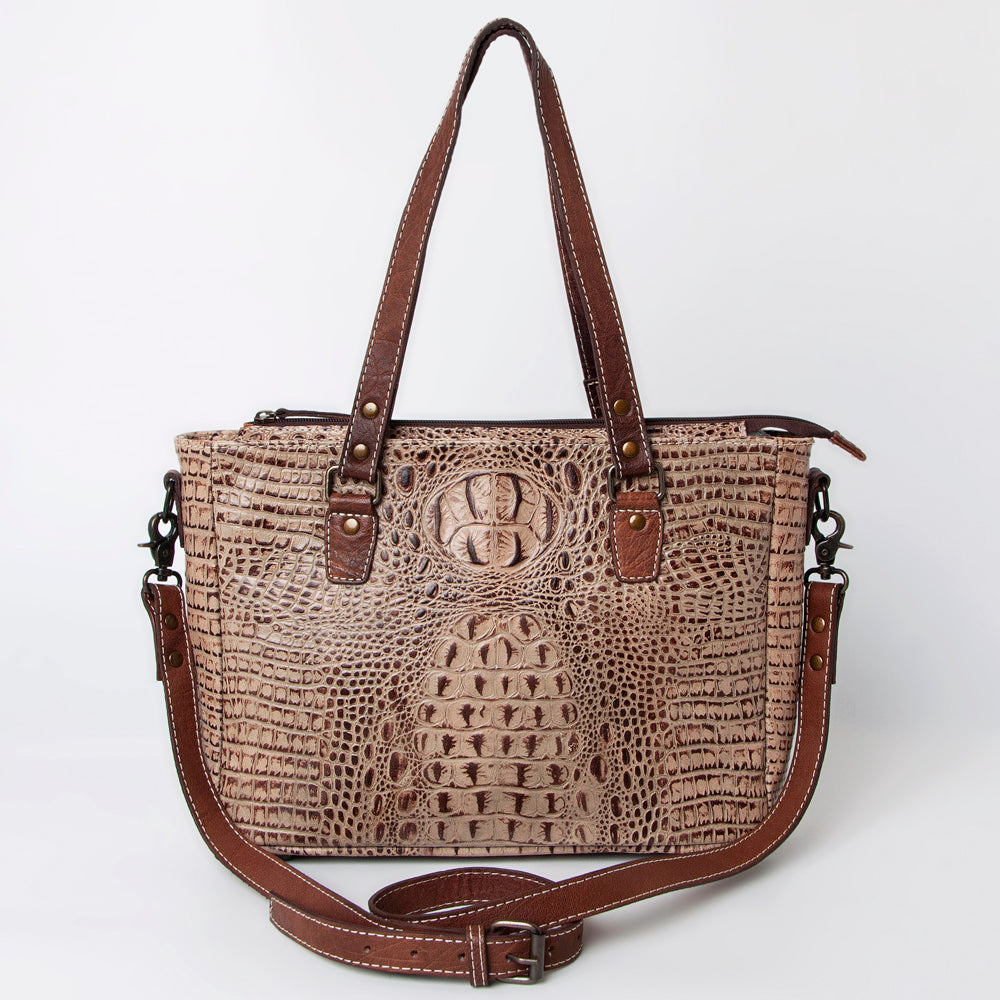 Handcrafted Crocodile Embossed Genuine Leather Women Western Tote Bag With Classic Style