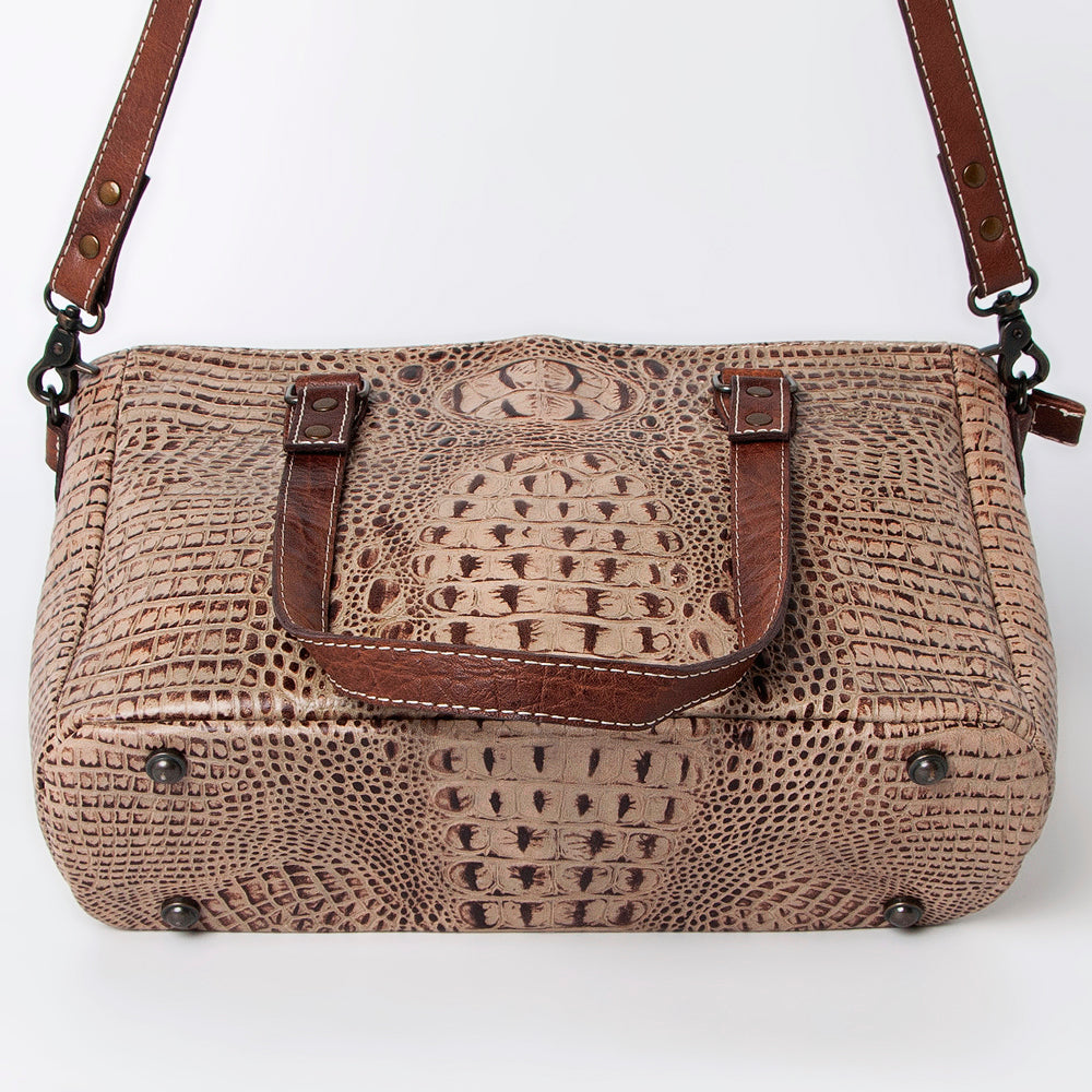 Handcrafted Crocodile Embossed Genuine Leather Women Western Tote Bag With Classic Style
