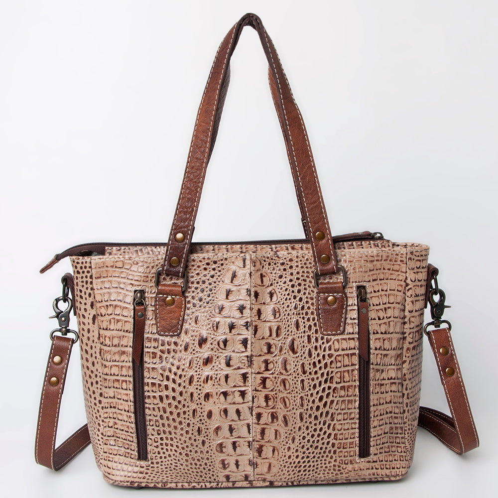 Handcrafted Crocodile Embossed Genuine Leather Women Western Tote Bag With Classic Style