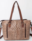 Handcrafted Crocodile Embossed Genuine Leather Women Western Tote Bag With Classic Style