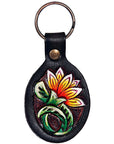 Hand Tooled Leather Key Chain Ring Handcraft Handmade Hilason