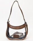 Clear Leather Hand Tooled Western Crossbody Bag