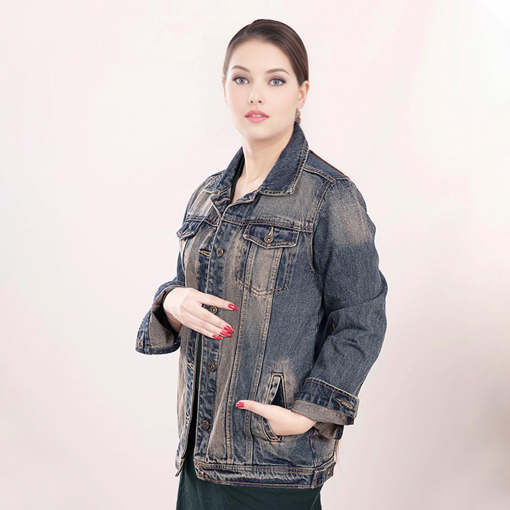 ADJKT011 Genuine leather Hand tooled hand carved Women 100% cotton Denim jacket  dress ladies girl