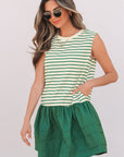 Stripe Woven Sleeveless Ruffle Mini Dress