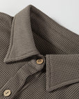 Waffle Knit Pleated Drop Shoulder Shirt Dress