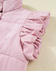 Solid Flutter Sleeve Snap Button Puffer Vest