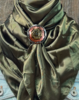 35X35" Solid Olive Wild Rag / Scarf WRS28 - Western Concho Wild Rag Slides - Assorted