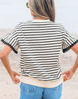 Naya Scallop Lace Trim Ruffle Short Sleeves Top