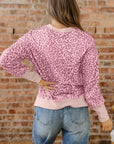 Leopard Patchwork Crew Neck Sweatshirt