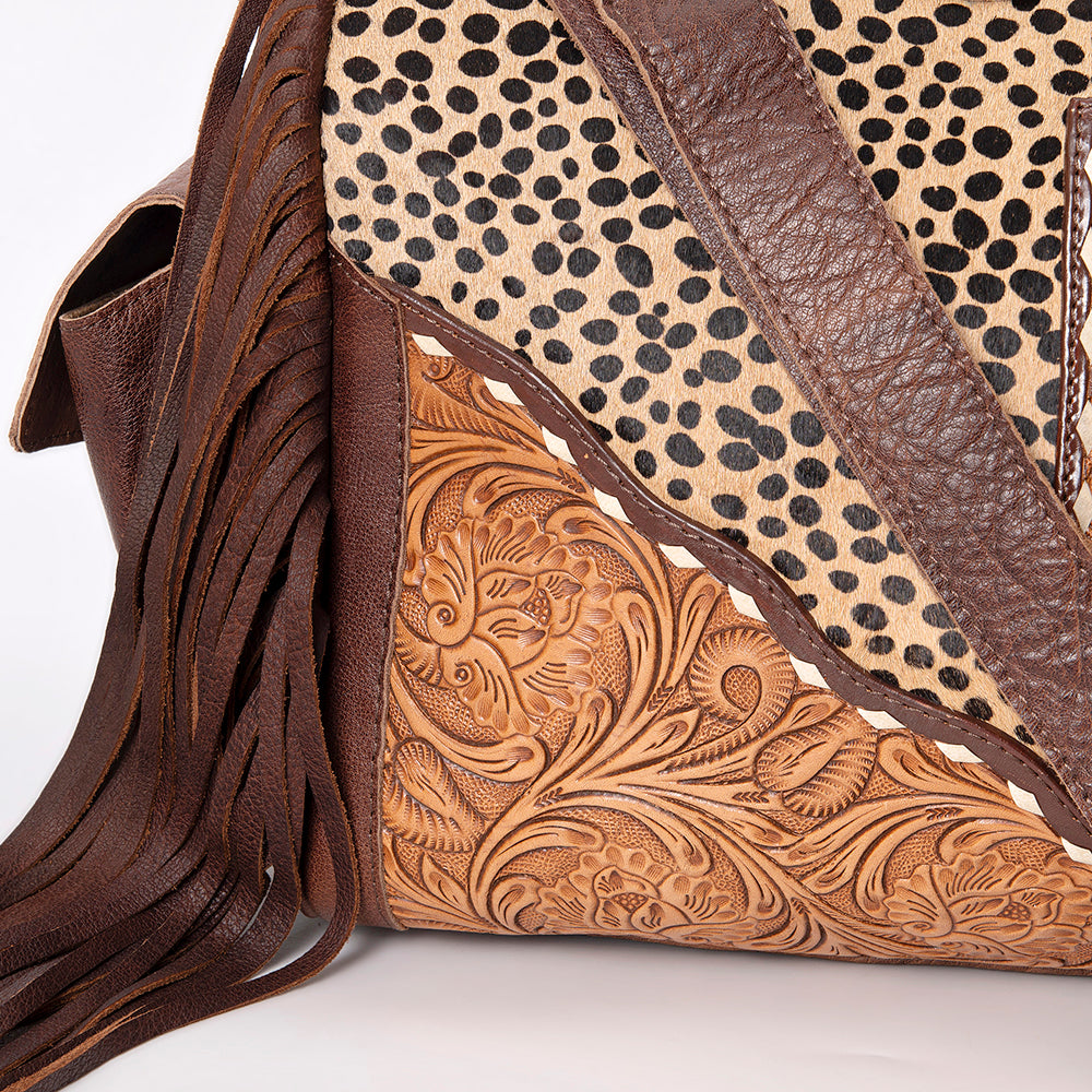 ADBG608A American Darling Hand Tooled Hair On Genuine Leather Women Bag Western Handbag Purse