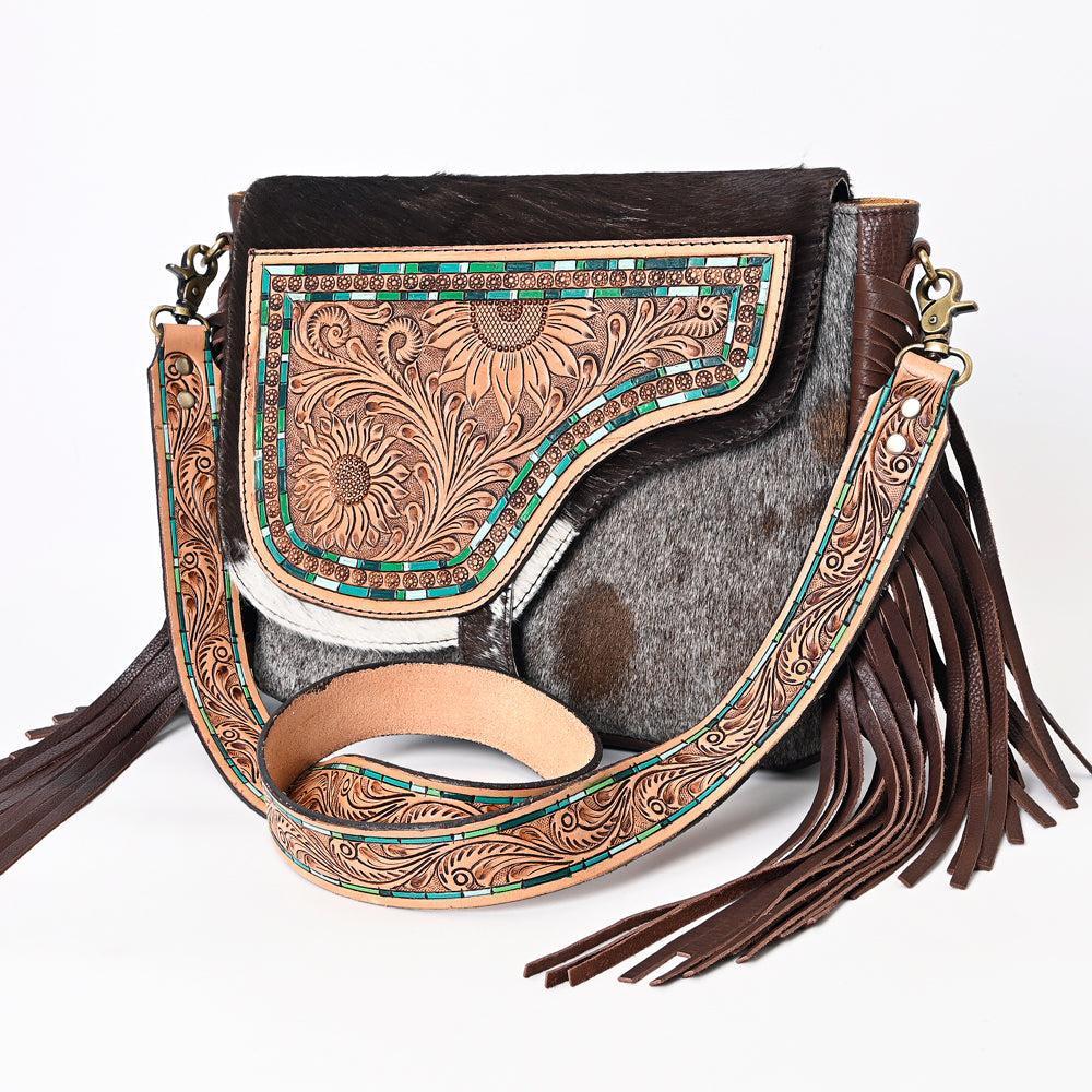 ADBGA335 American Darling Hand Tooled Hair On Genuine Leather Women Bag Western Handbag Purse