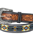HILASON Western Genuine Leather Belt for Men Women Cowboy Cowgirl Handmade Unisex Full Grain Heavy Duty Tooled Beaded Belt