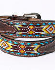 HILASON Western Genuine Leather Belt for Men Women Cowboy Cowgirl Handmade Unisex Full Grain Heavy Duty Tooled Beaded Belt