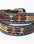 HILASON Western Genuine Leather Belt for Men Women Cowboy Cowgirl Handmade Unisex Full Grain Heavy Duty Tooled Beaded Belt