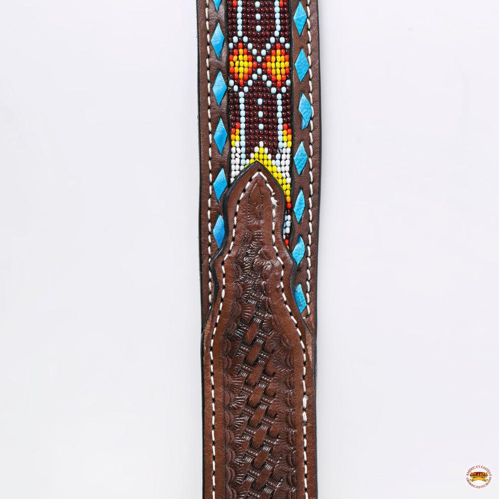 HILASON Western Genuine Leather Belt for Men Women Cowboy Cowgirl Handmade Unisex Full Grain Heavy Duty Tooled Beaded Belt