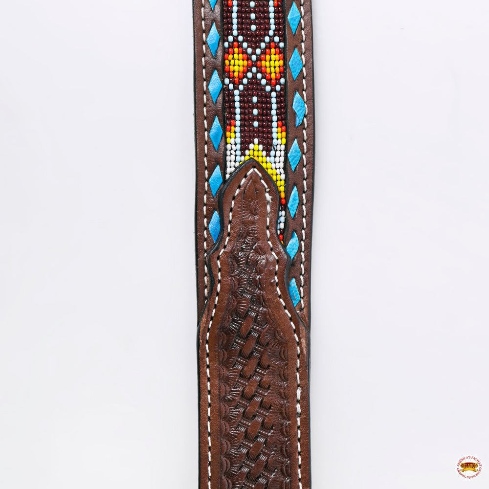 HILASON Western Genuine Leather Belt for Men Women Cowboy Cowgirl Handmade Unisex Full Grain Heavy Duty Tooled Beaded Belt