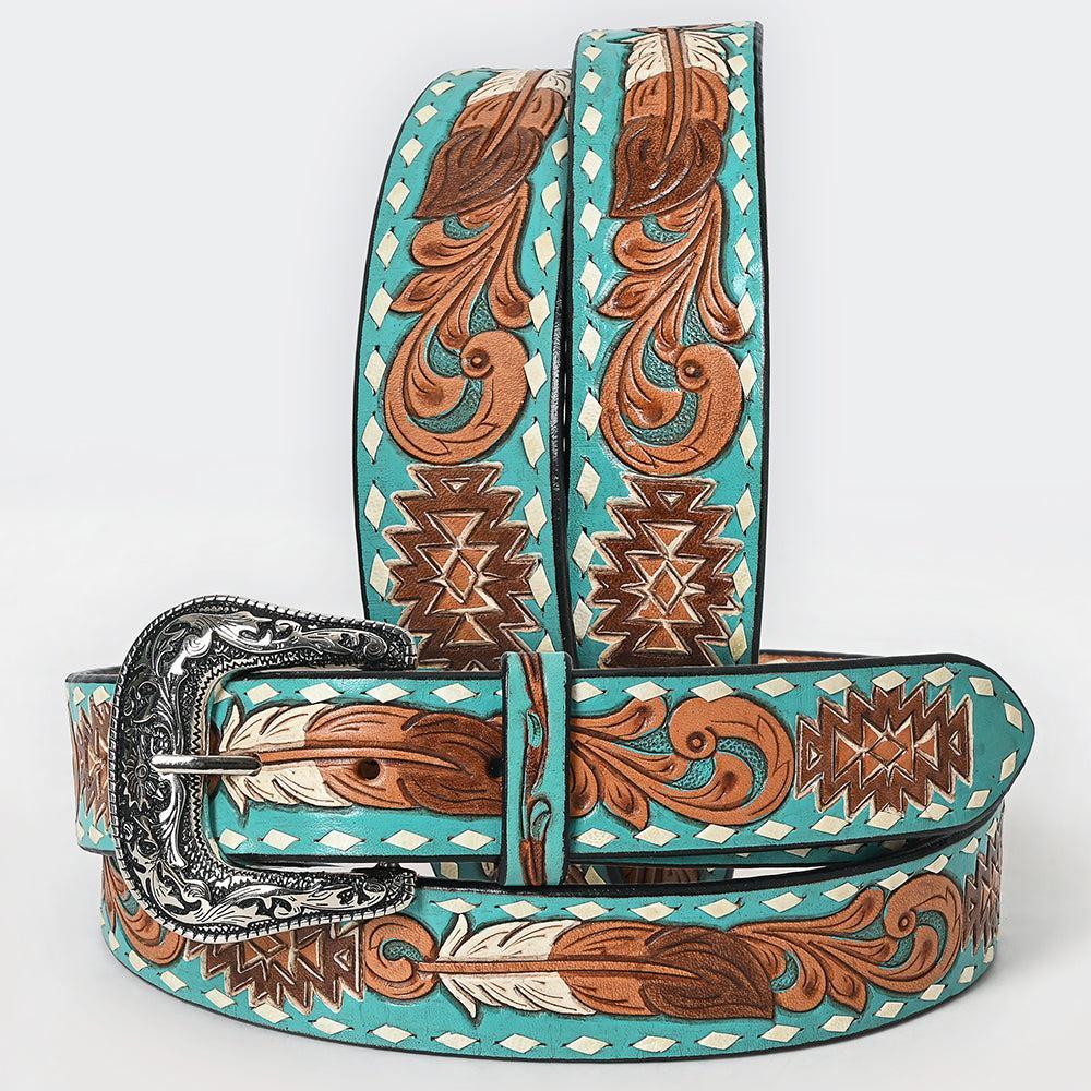 American Darling ADBLF212-L Beautifully Hand Tooled Genuine American Leather Belt Men and  Women