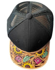 American Darling Men Women Adjustable Cap With Leather On Visor Black