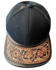 American Darling Men Women Adjustable Cap With Leather On Visor Black