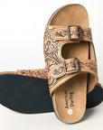 American Darling ADFT117 Hand tooled carved genuine leather sandal footwear flip flop