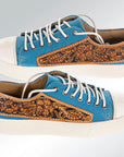 American Darling ADFT120 Hand tooled carved genuine leather trim lightweight shoe footwear slip on