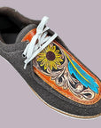 American Darling ADFT124 Hand tooled carved genuine leather trim lightweight shoe footwear slip on