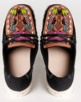 American Darling ADFT133BK2 Hand tooled carved genuine leather trim lightweight shoe footwear slip on