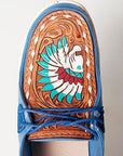 American Darling ADFT133BL1 Hand tooled carved genuine leather trim lightweight shoe footwear slip on