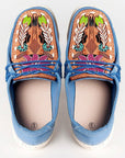 American Darling ADFT133BL2 Hand tooled carved genuine leather trim lightweight shoe footwear slip on