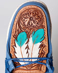 American Darling ADFT133BL3 Hand tooled carved genuine leather trim lightweight shoe footwear slip on