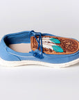 American Darling ADFT133BL3 Hand tooled carved genuine leather trim lightweight shoe footwear slip on