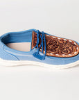 American Darling ADFT133BL4 Hand tooled carved genuine leather trim lightweight shoe footwear slip on