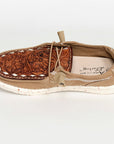 American Darling ADFT133BR4 Hand tooled carved genuine leather trim lightweight shoe footwear slip on
