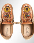 American Darling ADFT133BR6 Hand tooled carved genuine leather trim lightweight shoe footwear slip on