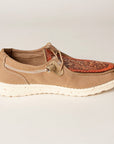 American Darling ADFT133BR11 Hand tooled carved genuine leather trim lightweight shoe footwear slip on