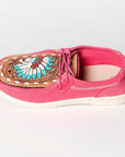 American Darling ADFT133FU1 Hand tooled carved genuine leather trim lightweight shoe footwear slip on
