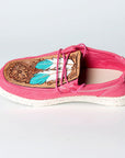 American Darling ADFT133FU3 Hand tooled carved genuine leather trim lightweight shoe footwear slip on