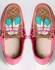 American Darling ADFT133FU3 Hand tooled carved genuine leather trim lightweight shoe footwear slip on