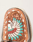 American Darling ADFT133GR1 Hand tooled carved genuine leather trim lightweight shoe footwear slip on