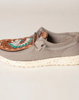 American Darling ADFT133GR1 Hand tooled carved genuine leather trim lightweight shoe footwear slip on