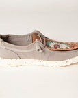 American Darling ADFT133GR1 Hand tooled carved genuine leather trim lightweight shoe footwear slip on