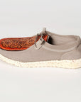 American Darling ADFT133GR11 Hand tooled carved genuine leather trim lightweight shoe footwear slip on