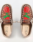 American Darling ADFT133GR12 Hand tooled carved genuine leather trim lightweight shoe footwear slip on